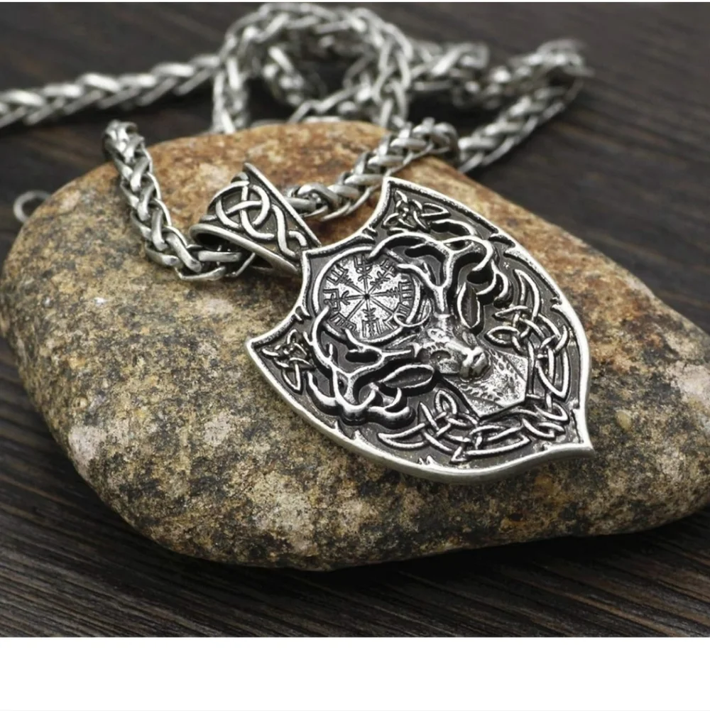 Silver Celtic Deer Pendant Necklace
